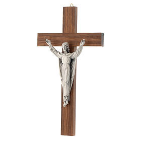 Wooden crucifix with risen Christ in metal