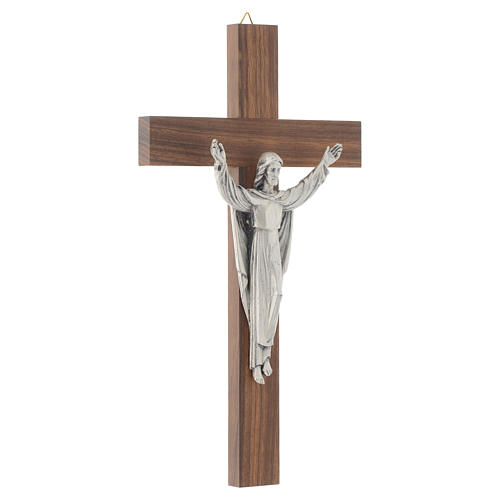 Wooden crucifix with risen Christ in metal 3