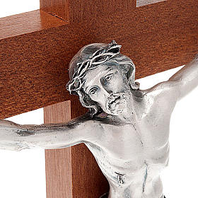 Crucifix in mahogany wood and body of Christ in metal