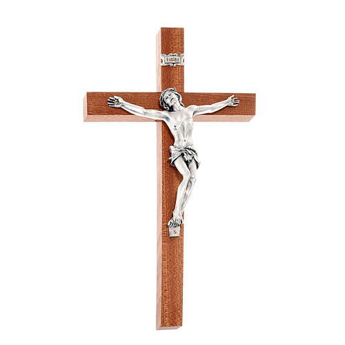 Crucifix in mahogany wood and body of Christ in metal 1