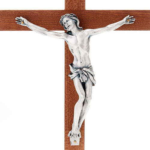 Crucifix in mahogany wood and body of Christ in metal 3