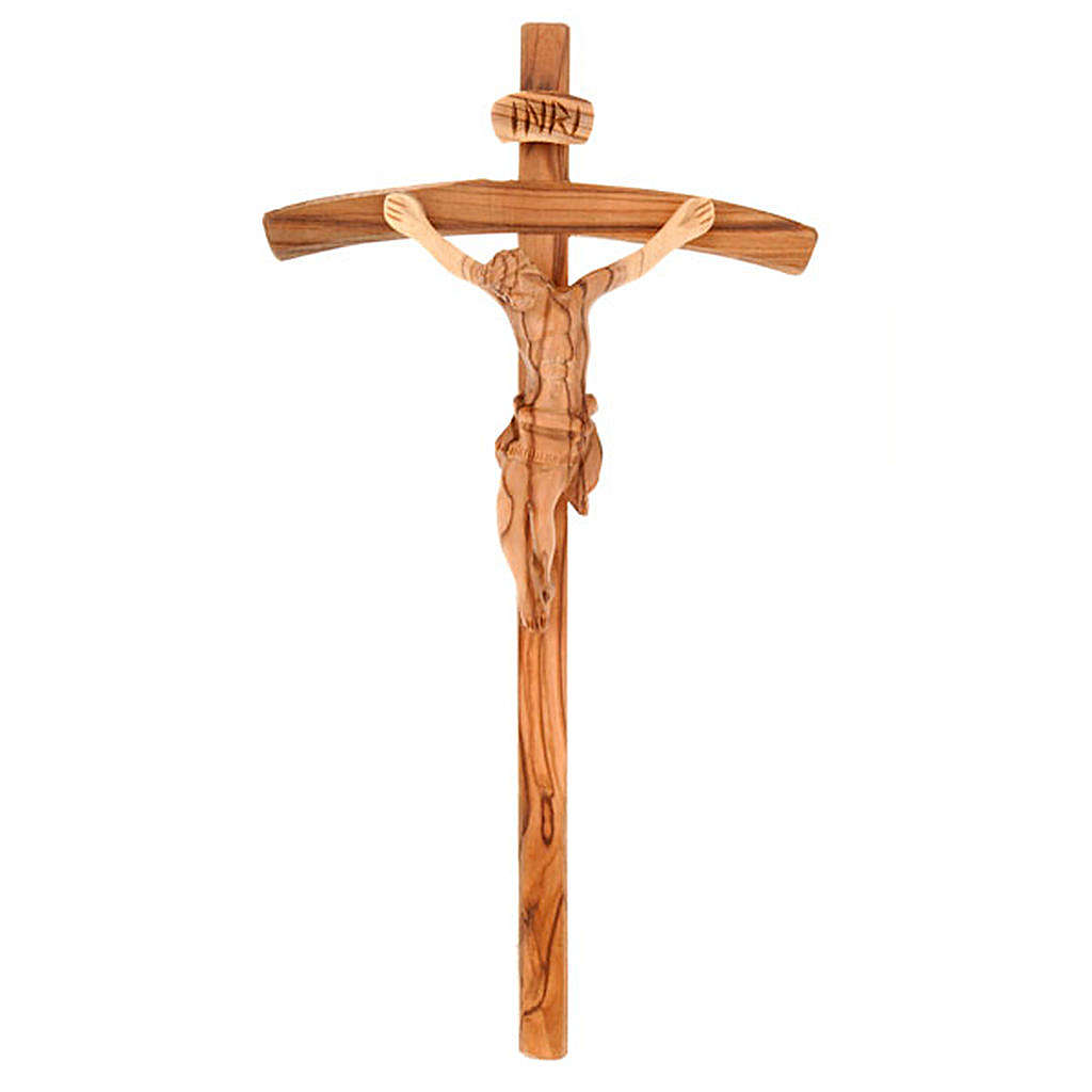 Holy Land Cross in natural olive wood, curved online sales on