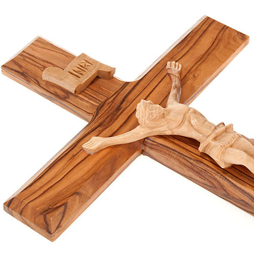Crucifix terre sainte, bois d'olivier naturel 3