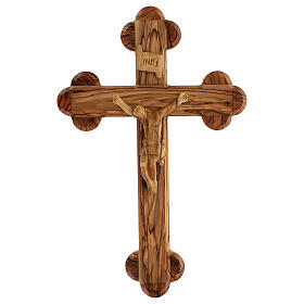 Holy Land Cross in natural olive wood, trefoil, Israel