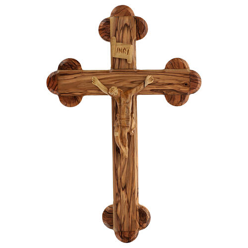 Holy Land Cross in natural olive wood, trefoil, Israel 1