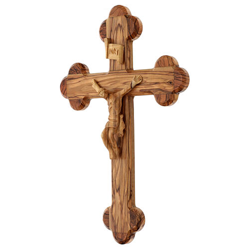 Holy Land Cross in natural olive wood, trefoil, Israel 2