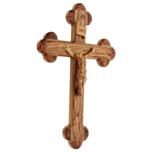 Holy Land Cross in natural olive wood, trefoil, Israel 3