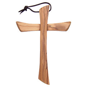 Holy Land Cross in natural olive wood, rounded edges