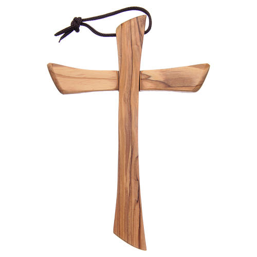 Croix terre sainte, bois d'olivier naturel bord arrondi 2