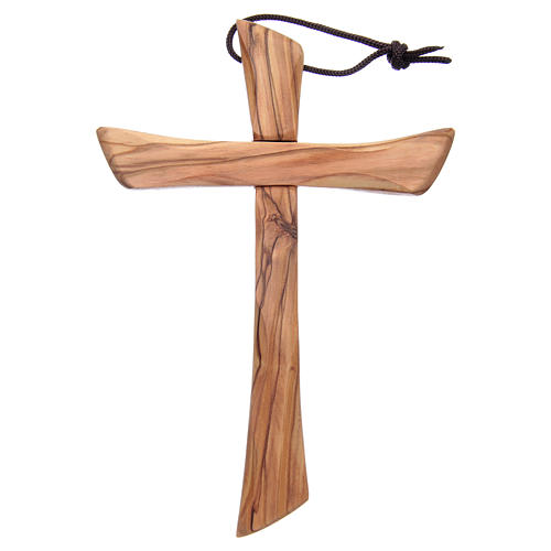 Krzyż Ziemia Święta drewno oliwkowe naturalne zaokrąglone krawędzie. 1