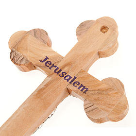 Trefoil cross crucifix in olive wood with relics 13x9,5