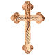 Trefoil cross crucifix in olive wood with relics 25x18 s4