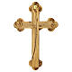 Holy Land Cross in natural olive wood, trefoil and decorated s5