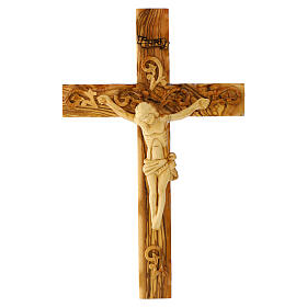 Decorated Holy Land Cross in natural olive wood