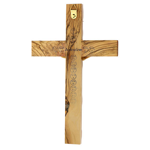 Decorated Holy Land Cross in natural olive wood 4