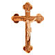 Crucifix terre sainte tréflé, bois d'olivier naturel s1