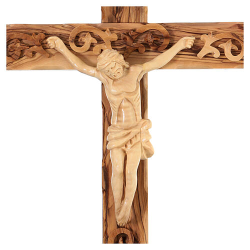 Cross in Holy Land olive wood with wavy edges 2