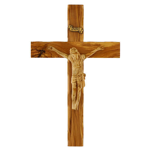 Cross in Holy Land olive wood with wavy edges 1