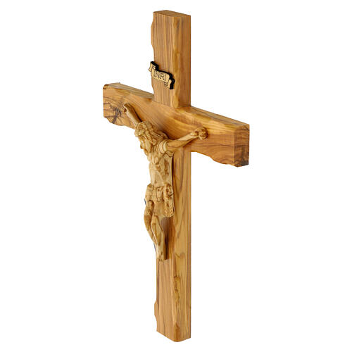 Cross in Holy Land olive wood with wavy edges 2