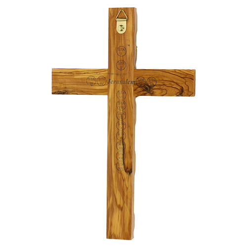 Cross in Holy Land olive wood with wavy edges 4