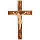 Crucifix terre sainte, bois d'olivier naturel déco s1