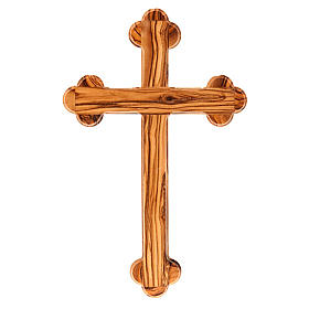 Cross in olive wood from the Holy Land, trefoil