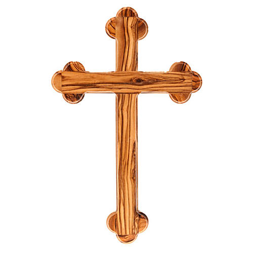 Cross in olive wood from the Holy Land, trefoil 1