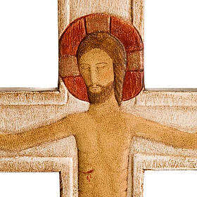 Cristo en Cruz de madera relieve blanco