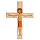 Cristo na cruz madeira relevo pintado branco s1