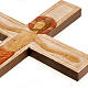 Cristo na cruz madeira relevo pintado branco s3
