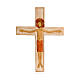 Cristo na cruz madeira relevo pintado branco s1