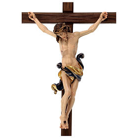 Crucifix in painted wood Leonardo style, Val Gardena