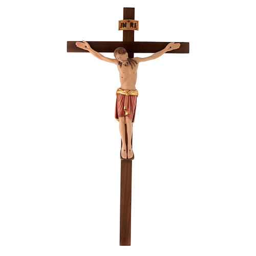 Crucifixo madeira Val Gardena pintada São Damião 1