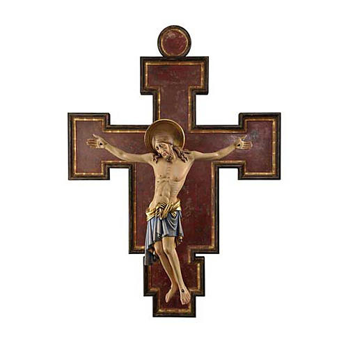 Crucifix in painted wood Cimabue style, 125cm 1