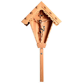 Country crucifix in varnished larch wood