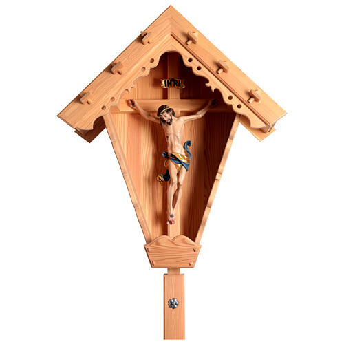 Country crucifix in varnished larch wood 5