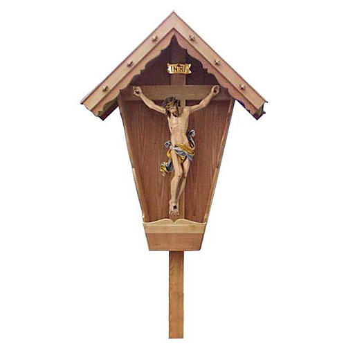 Croce campagna larice laccato con corpo di Cristo 1