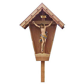 Country crucifix in varnished larch wood