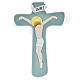 Croce legno colorato Cristo stilizzato rilievo s1