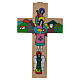 Kreuz mit heiliger Familie aus emaillierten Holz. s2