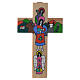 Kreuz mit heiliger Familie aus emaillierten Holz. s3