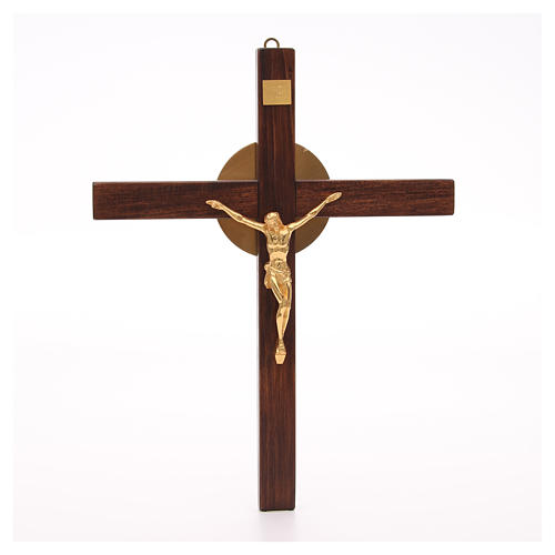 Crucifix bois de hêtre et corps en bronze 1