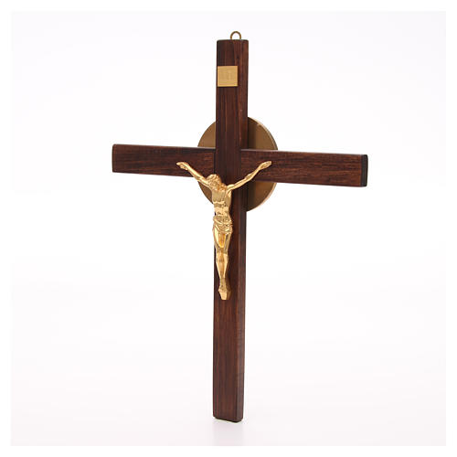 Crucifix bois de hêtre et corps en bronze 2