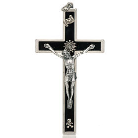 Kruzifix für Priester aus emaillierten Messing, 12x6cm.