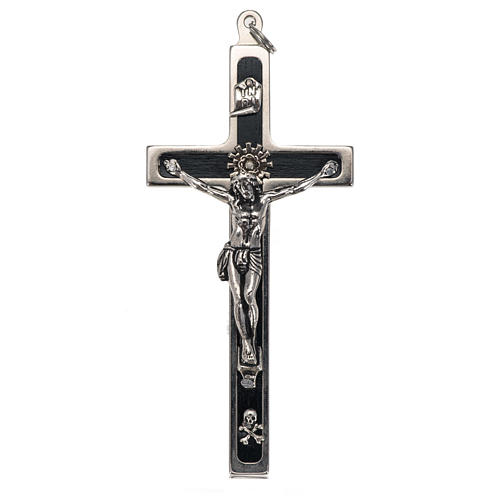 Crucifix pour prêtre en laiton et bois de rouvre 10x5 cm 1