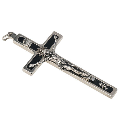 Crucifix pour prêtre en laiton et bois de rouvre 10x5 cm 2