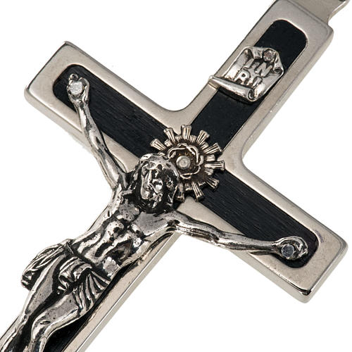 Crucifix pour prêtre en laiton et bois de rouvre 10x5 cm 3