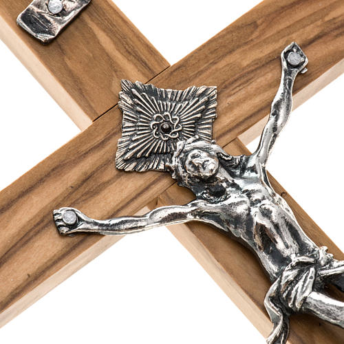 Crucifix for priests in olive wood 20x10 cm 2