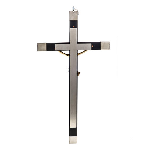 Crucifixo dos sacerdotes em madeira de carvalho e latão 30x15 cm 3