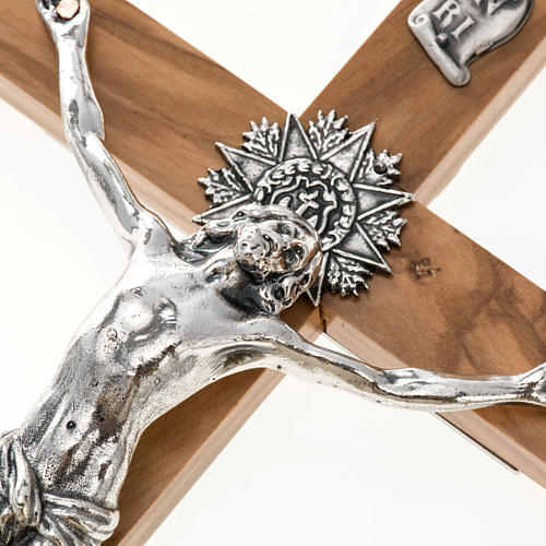 Crucifix for priests in olive wood and stainless steel 30x15 cm 2